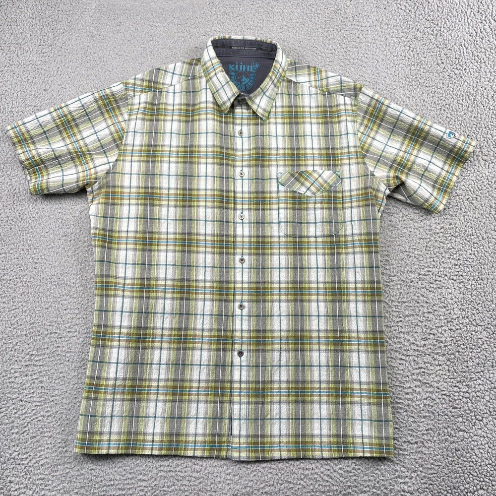 Kuhl Shirt Mens XL Green Plaid Mountain Grown Short Sleeve Button Down Outdoor